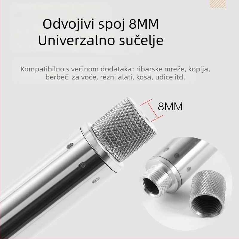 Teleskopska mrežna štap za ribolov od nehrđajućeg čelika, bezšavna cijev, ojačana višefunkcionalna oprema