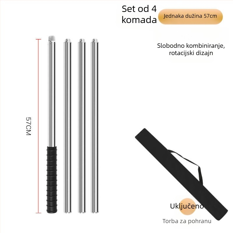 Teleskopska mrežna štap za ribolov od nehrđajućeg čelika, bezšavna cijev, ojačana višefunkcionalna oprema