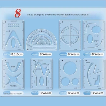 Little Carney 8-dijelni set višenamjenskih pravila za geometriju i crtanje — plastika; nije uvoz; bez IP dozvole