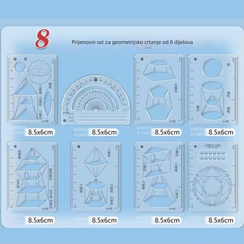 Little Carney 8-dijelni set višenamjenskih pravila za geometriju i crtanje — plastika; nije uvoz; bez IP dozvole