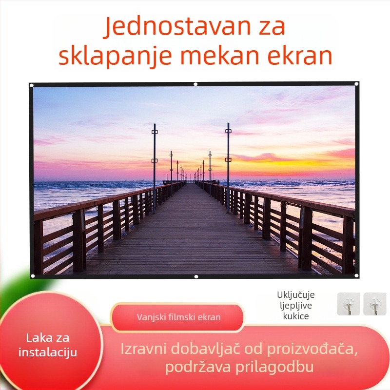 Prijenosni sklopivi projekcijski zaslon od poliester tkanine, za vanjsku HD projekciju