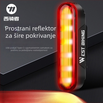 Biciklističko stražnje svjetlo s laserskom projekcijom i USB-C