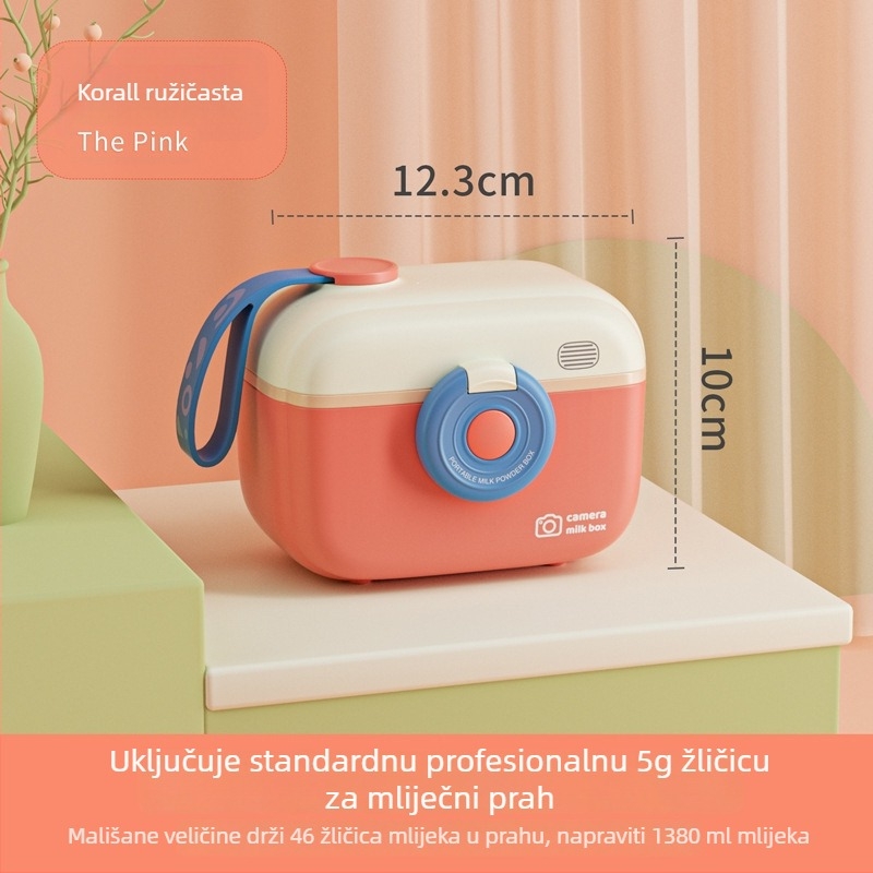 Kutija za skladištenje mlijeka u prahu za bebe - prijenosna s naramenicom, zatvoren antibakterijski spremnik, kamera-stil dizajn, Daxin, za novorođenčad