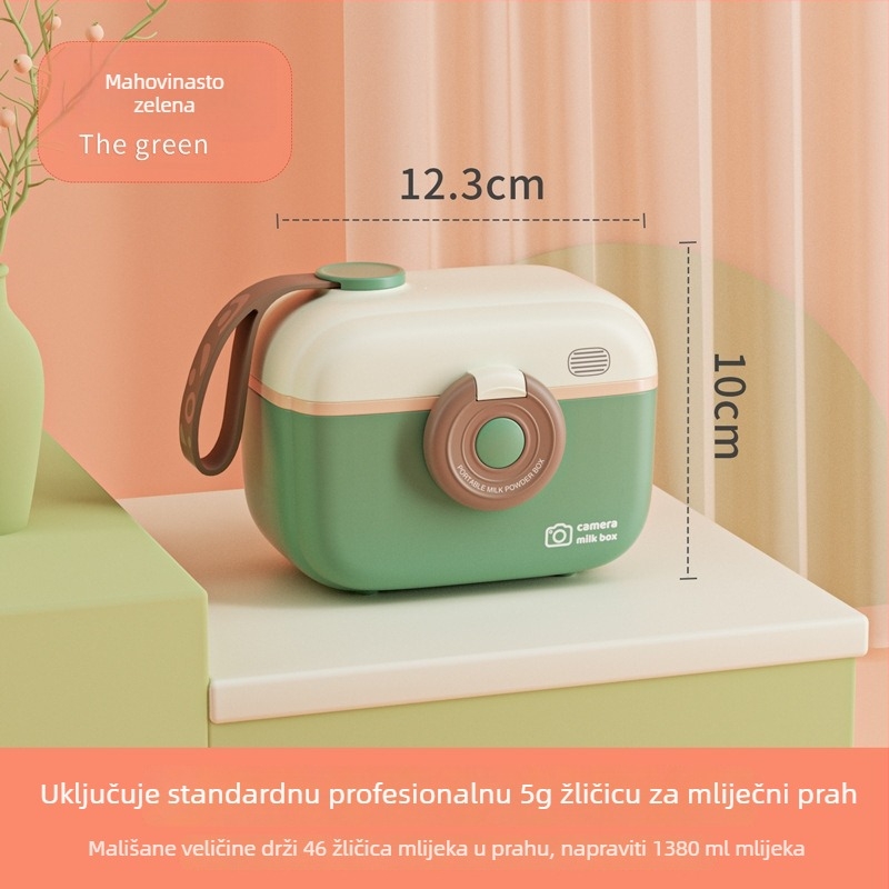Kutija za skladištenje mlijeka u prahu za bebe - prijenosna s naramenicom, zatvoren antibakterijski spremnik, kamera-stil dizajn, Daxin, za novorođenčad