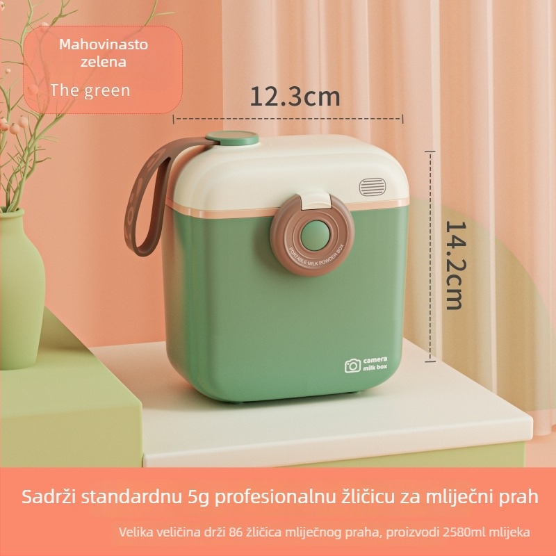 Kutija za skladištenje mlijeka u prahu za bebe - prijenosna s naramenicom, zatvoren antibakterijski spremnik, kamera-stil dizajn, Daxin, za novorođenčad