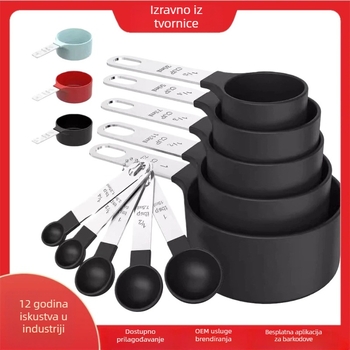 Set mjernih šalica i žlica, 10 kom, prehrambeni PP materijal, kuhinjski alati za pečenje