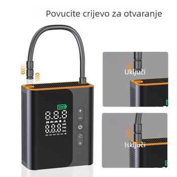 Prijenosna automobilska pumpa za gume, jednocilindrična, bežična, s skrivenim spremnikom, višenamjenska električna pumpa za gume s digitalnim zaslonom