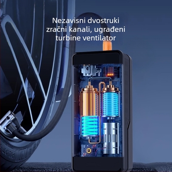 Automobilska pumpa za gume, punjiva, 12V, 80W, 25 L/min, digitalni zaslon