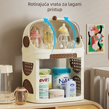 2-slojni stolni regač za pohranu bočica za bebe i dječjeg posuđa — plastika, otporan na prašinu, s odvodom, velika kapacitetata