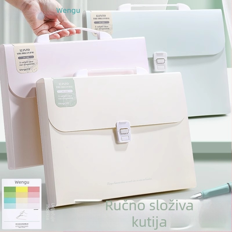 Wengu prijenosni akordeonski folder za dokumente, 12 pretinaca, višeslojni, PP materijal, debljina 0,6 mm