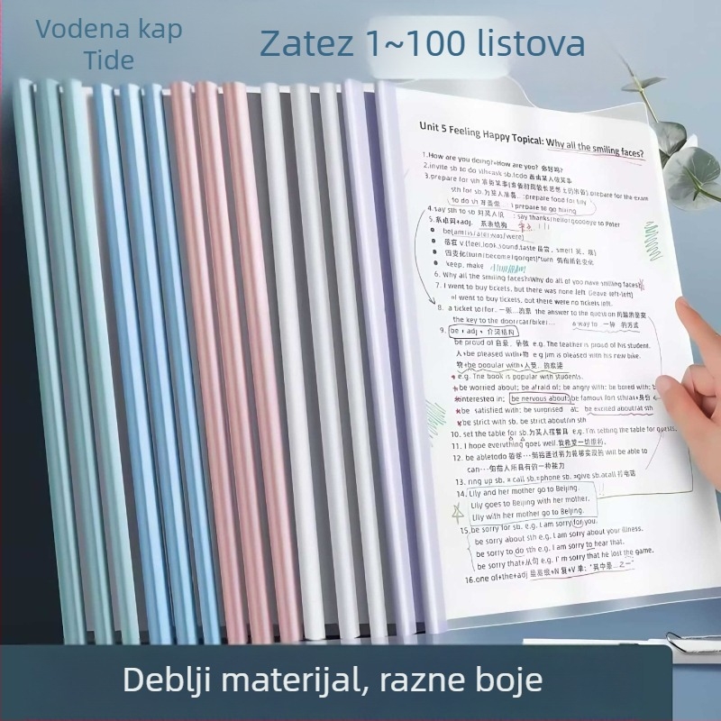 A4 mapa s klipom na šipku, prozirna zaštita za knjige, plastika, klip s šipkom, debljina ploče 10 mm, velika kapaciteta