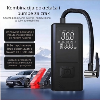 Prijenosna bežična pumpa za aute s LED osvjetljenjem, digitalnim zaslonom i mjeračem tlaka, USB napajanje