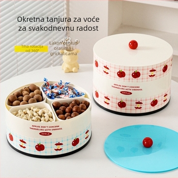 Plastični tanjur za voće s poklopcem, crtani dizajn, prehrambena kvaliteta, pogodan za orašaste plodove, bombone i užine