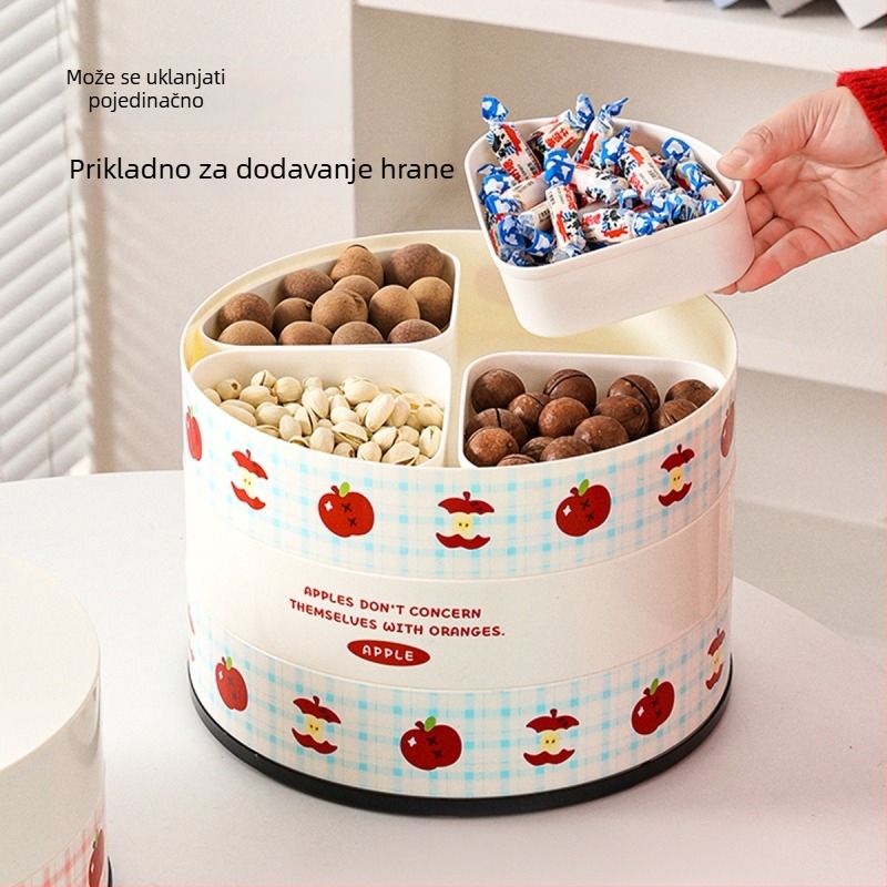 Plastični tanjur za voće s poklopcem, crtani dizajn, prehrambena kvaliteta, pogodan za orašaste plodove, bombone i užine