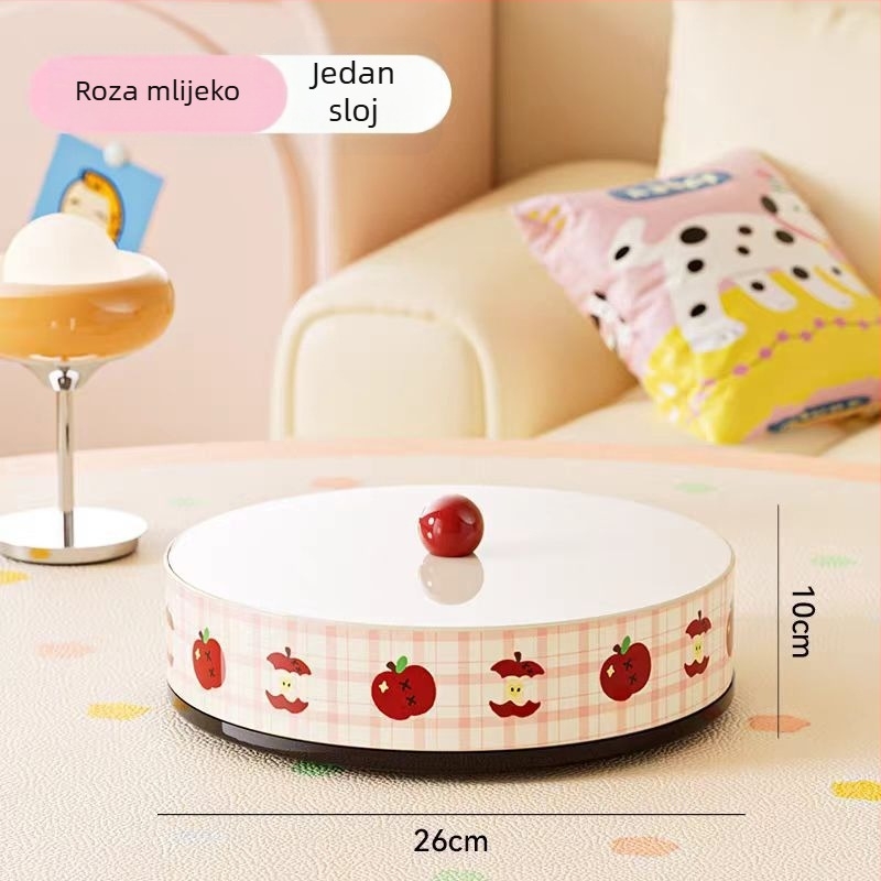 Plastični tanjur za voće s poklopcem, crtani dizajn, prehrambena kvaliteta, pogodan za orašaste plodove, bombone i užine