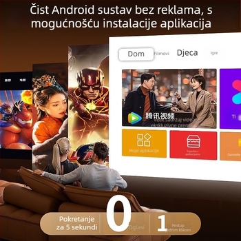 Kućni projektor za dnevni boravak, spavaću sobu i ured — rezolucija 1280x720 (720p), svjetlina 300, snaga 65W, projekcijski veličina 50