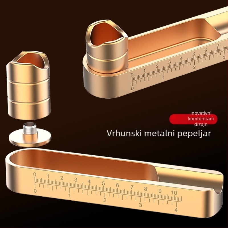 Set pepeljak za cigare, držač pepela i probijač – aluminij, CNC obrađen s brušenom površinom