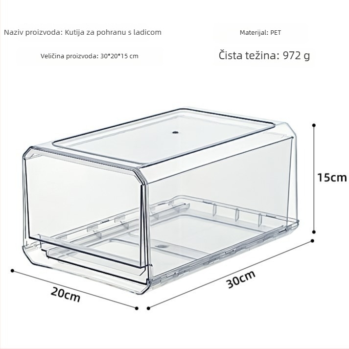 Desktop kutija za pohranu od PET materijala; otporna na prašinu; može se slagati; ekstra velika kapacitet; 1 L.