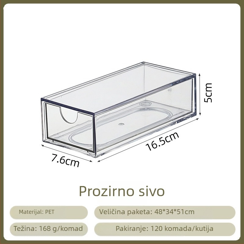 Desktop kutija za pohranu od PET materijala; otporna na prašinu; može se slagati; ekstra velika kapacitet; 1 L.