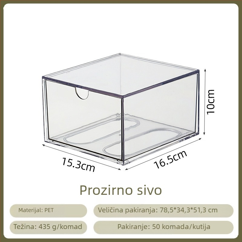 Desktop kutija za pohranu od PET materijala; otporna na prašinu; može se slagati; ekstra velika kapacitet; 1 L.