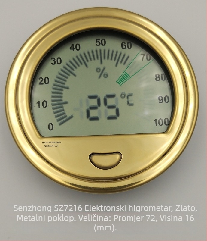 Kutija za vlagu cigara s elektronskim higrometrom i ovlaživačem - nehrđajući čelik, Senzhong, jednostavan stil