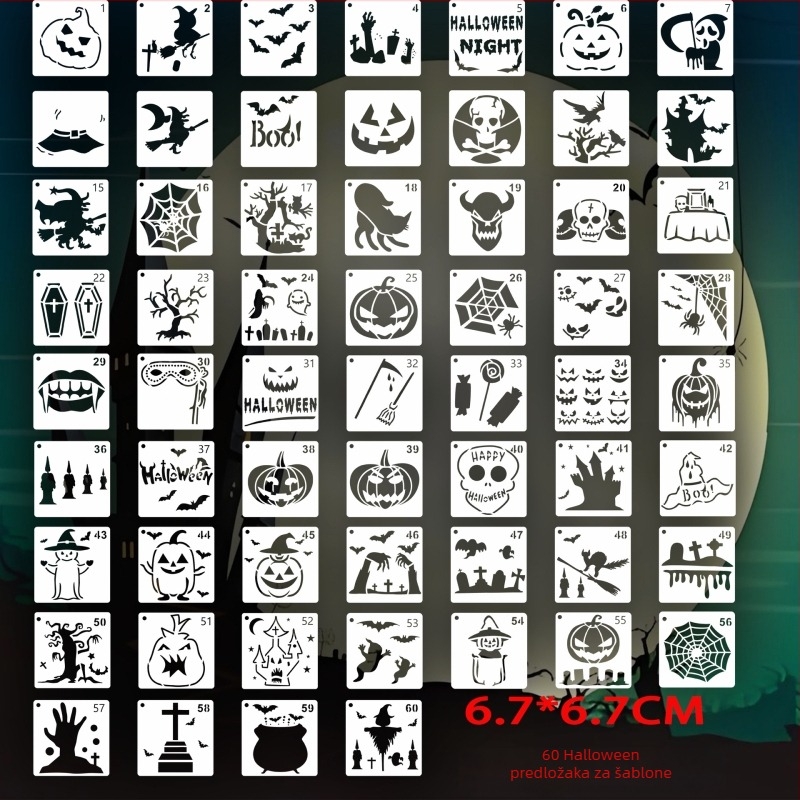 DIY šablona za Halloween slova s prorezanim dizajnom za zidno slikanje – PET materijal – Nije uvezeno – Bez IP prava