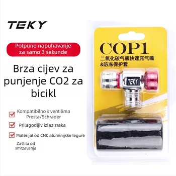 Prilagodljivi CO2 inflator za cestovne i planinske bicikle, prijenosni adapter za CO2 bocu s navojem 3/8-24 NPT, 230 PSI, 0,04 kg