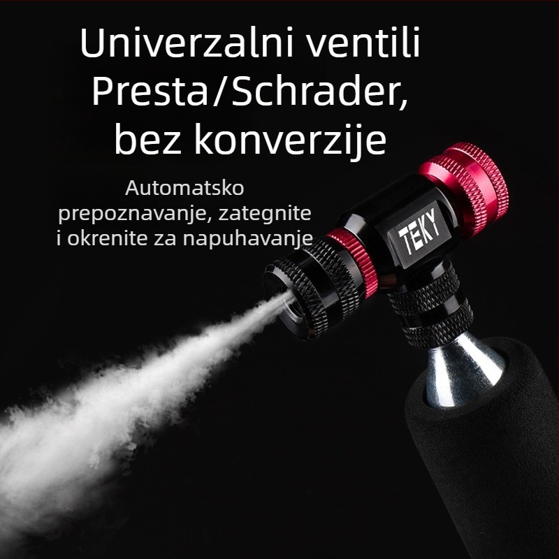 Prilagodljivi CO2 inflator za cestovne i planinske bicikle, prijenosni adapter za CO2 bocu s navojem 3/8-24 NPT, 230 PSI, 0,04 kg