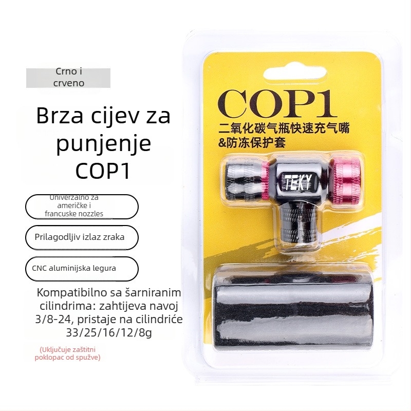 Prilagodljivi CO2 inflator za cestovne i planinske bicikle, prijenosni adapter za CO2 bocu s navojem 3/8-24 NPT, 230 PSI, 0,04 kg