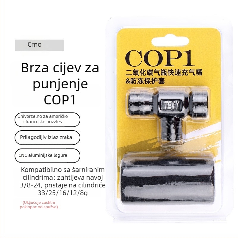 Prilagodljivi CO2 inflator za cestovne i planinske bicikle, prijenosni adapter za CO2 bocu s navojem 3/8-24 NPT, 230 PSI, 0,04 kg