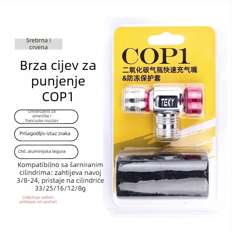 Prilagodljivi CO2 inflator za cestovne i planinske bicikle, prijenosni adapter za CO2 bocu s navojem 3/8-24 NPT, 230 PSI, 0,04 kg
