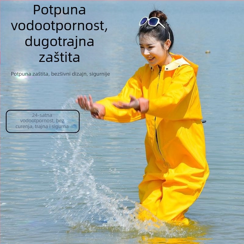 Ženski nepropusni vodootporni kombinezon za vodene aktivnosti s vodnim hlačama i vodnim cipelama, cijeli kišni komplet za ljeto ribolova