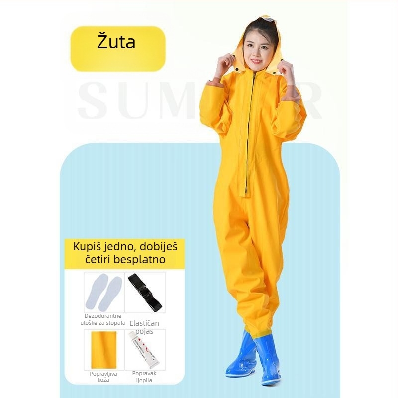 Ženski nepropusni vodootporni kombinezon za vodene aktivnosti s vodnim hlačama i vodnim cipelama, cijeli kišni komplet za ljeto ribolova