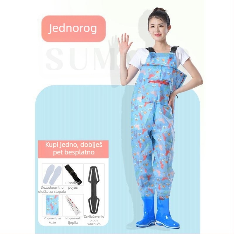 Ženski nepropusni vodootporni kombinezon za vodene aktivnosti s vodnim hlačama i vodnim cipelama, cijeli kišni komplet za ljeto ribolova