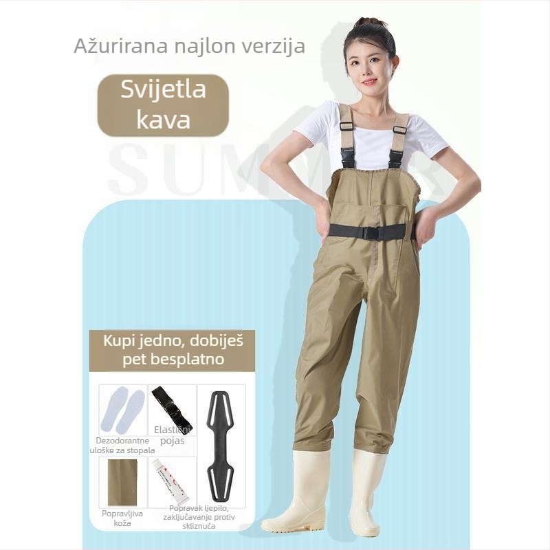 Ženski nepropusni vodootporni kombinezon za vodene aktivnosti s vodnim hlačama i vodnim cipelama, cijeli kišni komplet za ljeto ribolova