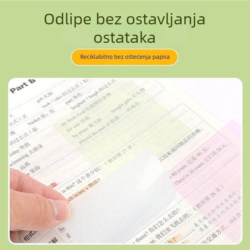 Odvojive samoljepljive bilješke – prozirno matirane s bisernim sjajem, 100 listova, prilagodljive