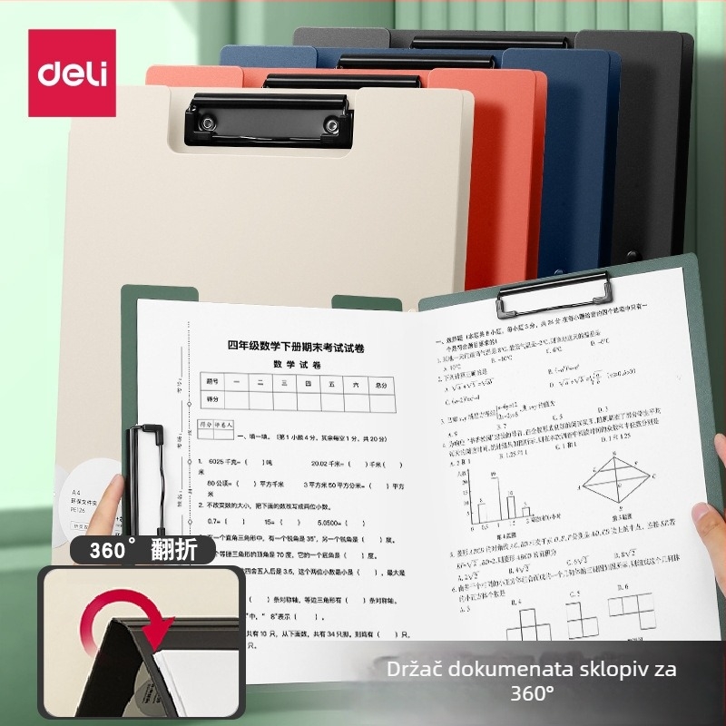 Deli PE126 Sklopivi dokumentni folder s dvostrukim klipom, PP materijal, A4, Klip 100