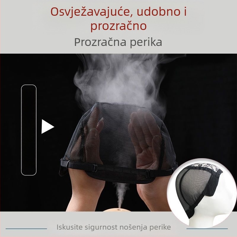 Perika za žene, ljetni model, male kovrče, potpuno prekrivanje glave, sintetički svila