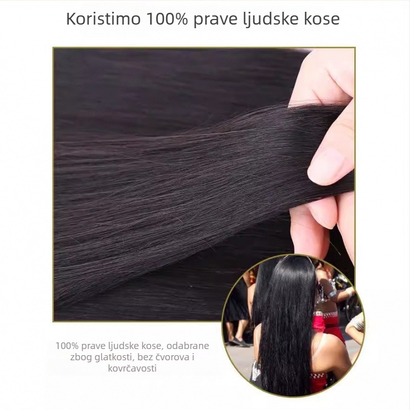 Yanzhizhuo Komad prirodne kose za periku, volumen s šiškama, za žene, polu-mehanička obrada