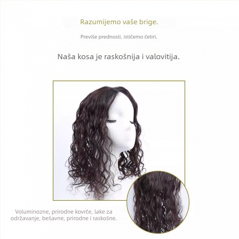 Yanzhizhuo Komad prirodne kose za periku, volumen s šiškama, za žene, polu-mehanička obrada