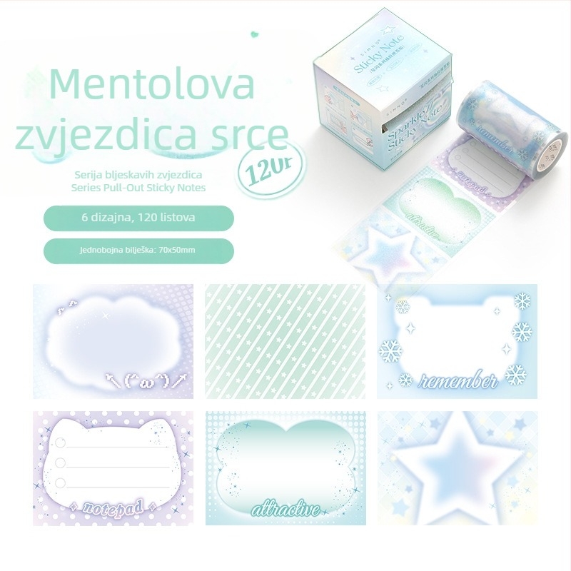 Xinmo Povlačne bilježnice sa zvjezdanim sjajem i perl transparentnim filmom, Studentska bilježnica s naljepnicom, 120 unutarnjih stranica, Može se lijepiti, IP ovlaštenje Ne