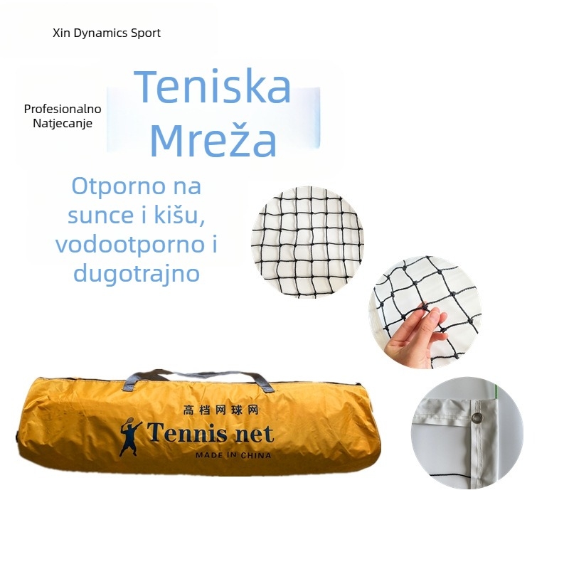 Teniska mreža od PE-a, četiri ruba ojačana čeličnim žicom, WQW-01, Xin Power, za profesionalna natjecanja
