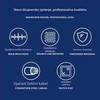 Prilagođena standardna tenis mreža — polietilen, uzlova ili bez uzlova, mala mrežna oka, 5-slojna preklopna ojačana tkanina mreža