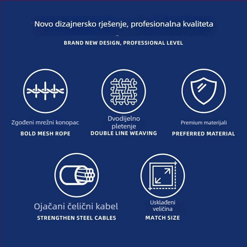 Prilagođena standardna tenis mreža — polietilen, uzlova ili bez uzlova, mala mrežna oka, 5-slojna preklopna ojačana tkanina mreža