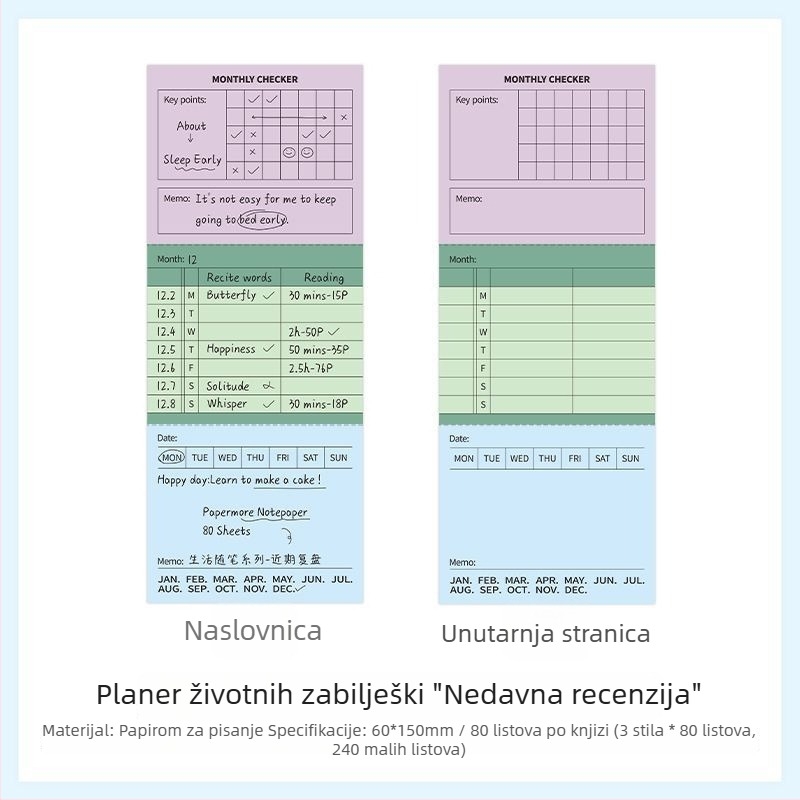 PaperMore bilježnica za bilješke i tjedni plan, Life Essay serija, 80 listova, stil Korean Department