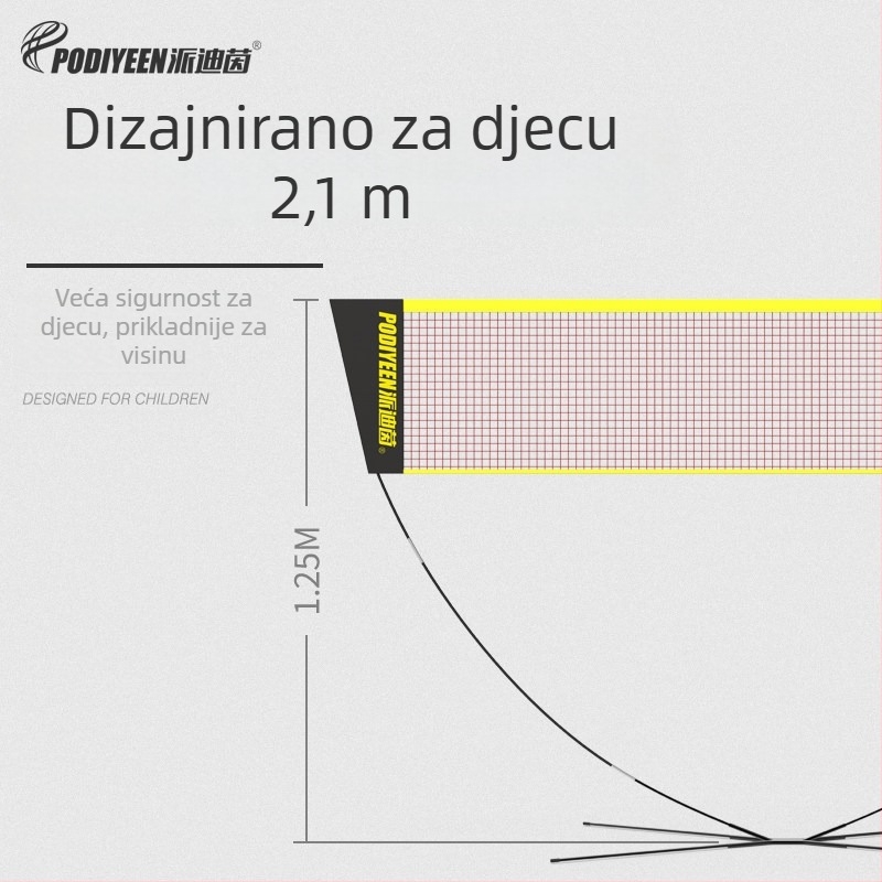 Prijenosna stalka za mrežu za badminton — prilagodljiva visina, kompatibilna sa mrežama za badminton, odbojku, tenis, pickleball i nogomet; mreža od Tetoron poliestera bez čvora, gusta mreža, rub 600D Oxford