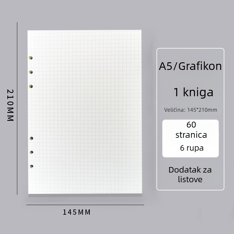 Bilježnica s odvojivom uvezom, korica od platna, papir 50 g/m², 50–100 stranica