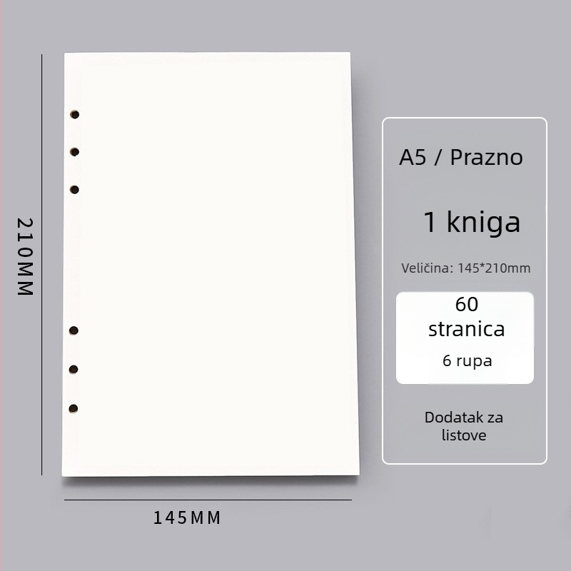 Bilježnica s odvojivom uvezom, korica od platna, papir 50 g/m², 50–100 stranica