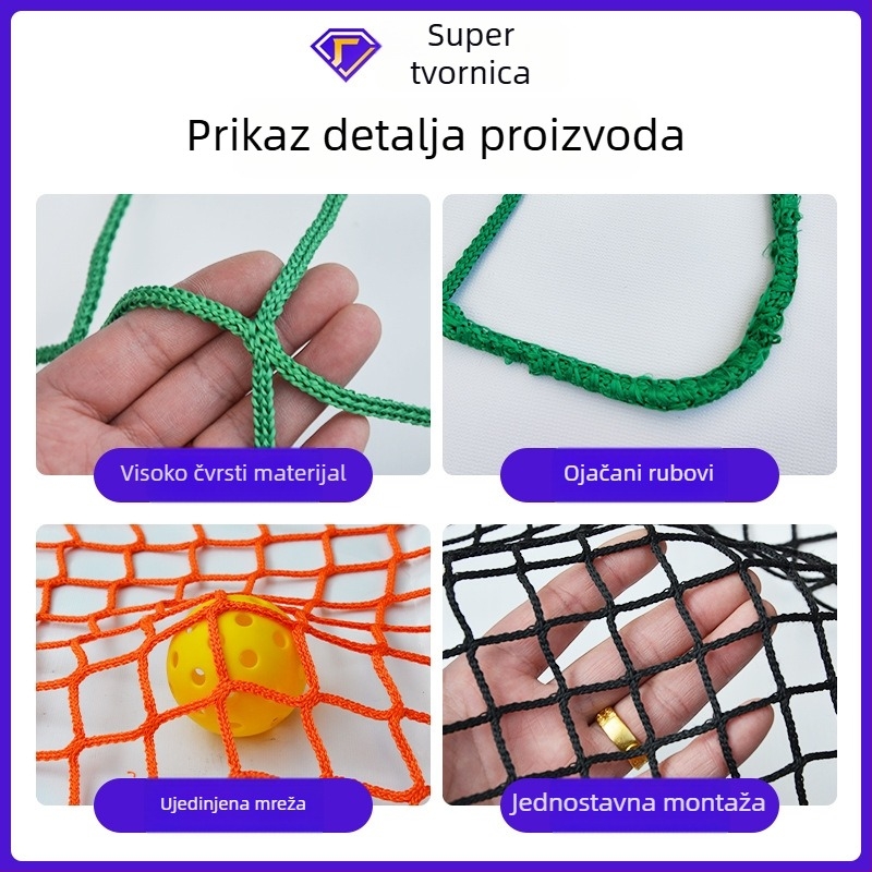 Poliesterska mreža za sportske terene bez čvorova – nogomet, tenis i golf – UV otporna, visoka nosivost