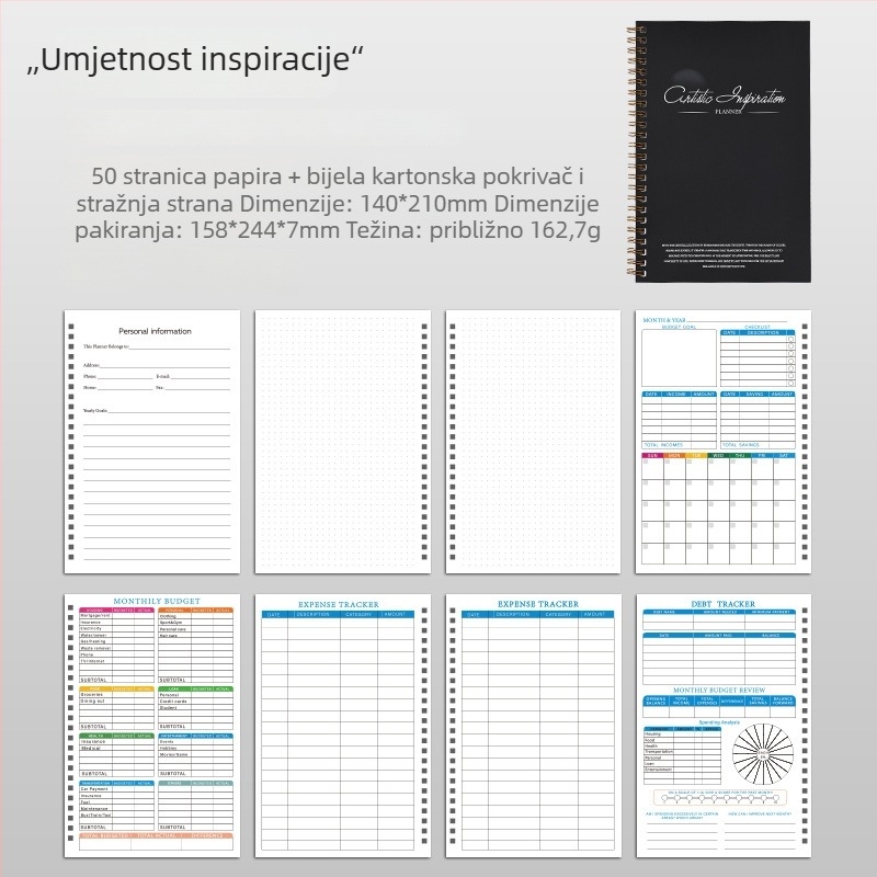Kreativni bilježnica s duhovitim platnom, kalendar 2026, spiralno povezivanje, 1–50 stranica, omot od papira